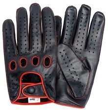 Riparo Reverse Stitched Leather Driving Gloves - Black/Red