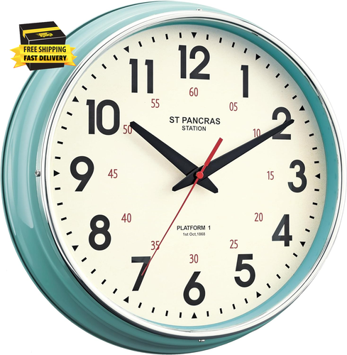 Wall Clock Metal 12.4" Vintage Retro Wall Clocks Countryside Style Silent Non Ti