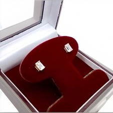 Earrings Studs 9ct Gold 1.16grams Emerald Cut Crystal Gemstones New