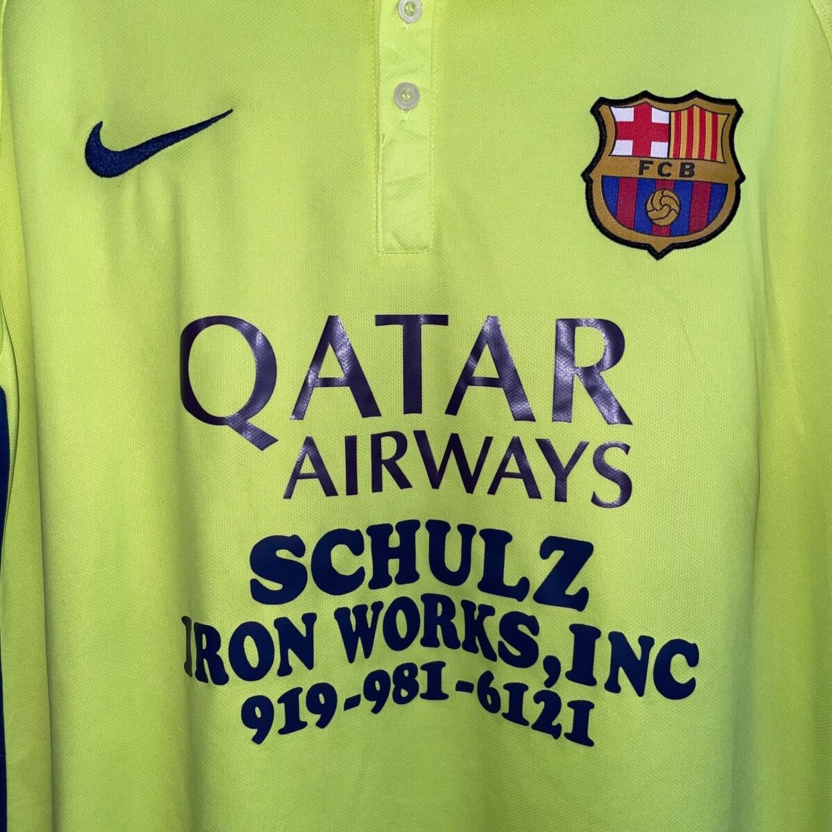 Nike 2014 Barcelona FC Qatar Airways Dri-Fit Neon Yellow Nike 2014 Barcelona FC Qatar Airways Dri-Fit Neon Yellow