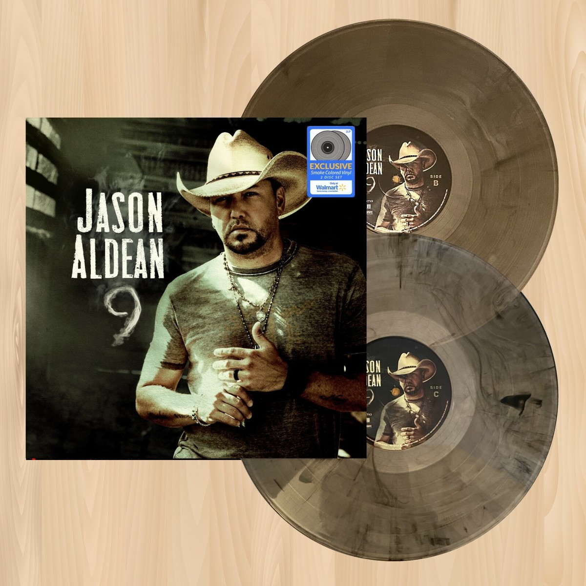 SMOKE COLORED VINYL---- JASON ALDEAN 9 Walmart 2LP RECORD SET We