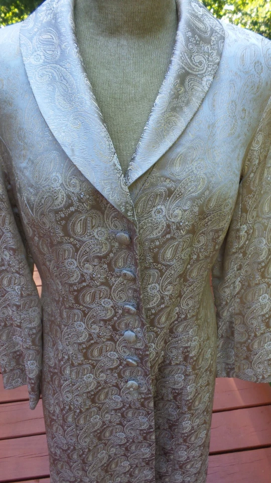 Abrigo Disfraz Halloween Estilo Steampunk Victoriano Brocado Dorado Talla M Foto 3 de 4