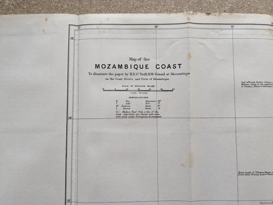 1882 Map of the Mozambique coast antique vintage - Image 2 of 4