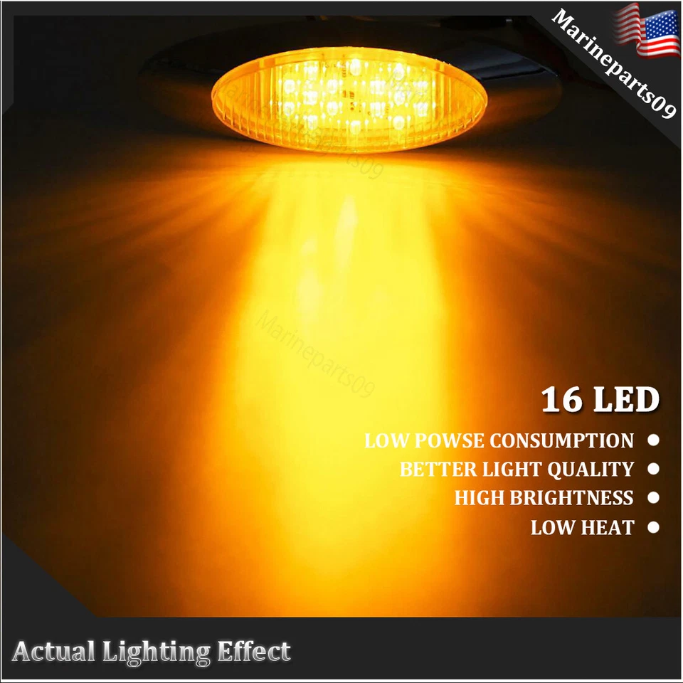 4x Oval Freightliner Trailer Truck Side Marker Lights Amber LED Clearance Light - Image 2 of 4