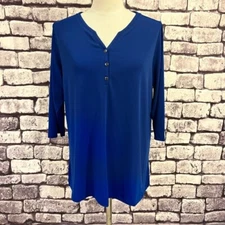 CJ Banks NWT Blue 3/4 Sleeve Blouse Size X Polyester & Spandex