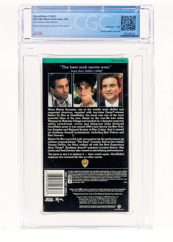 1990 Goodfellas VHS Video 1991 Print Scorsese Graded CGC 9.4 Sealed A+ Graded - Image 3 of 4