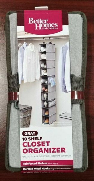 Better Homes And Gardens 10 Shelf Hanging Closet Organizer W Side Pockets Grey For Sale Online Ebay