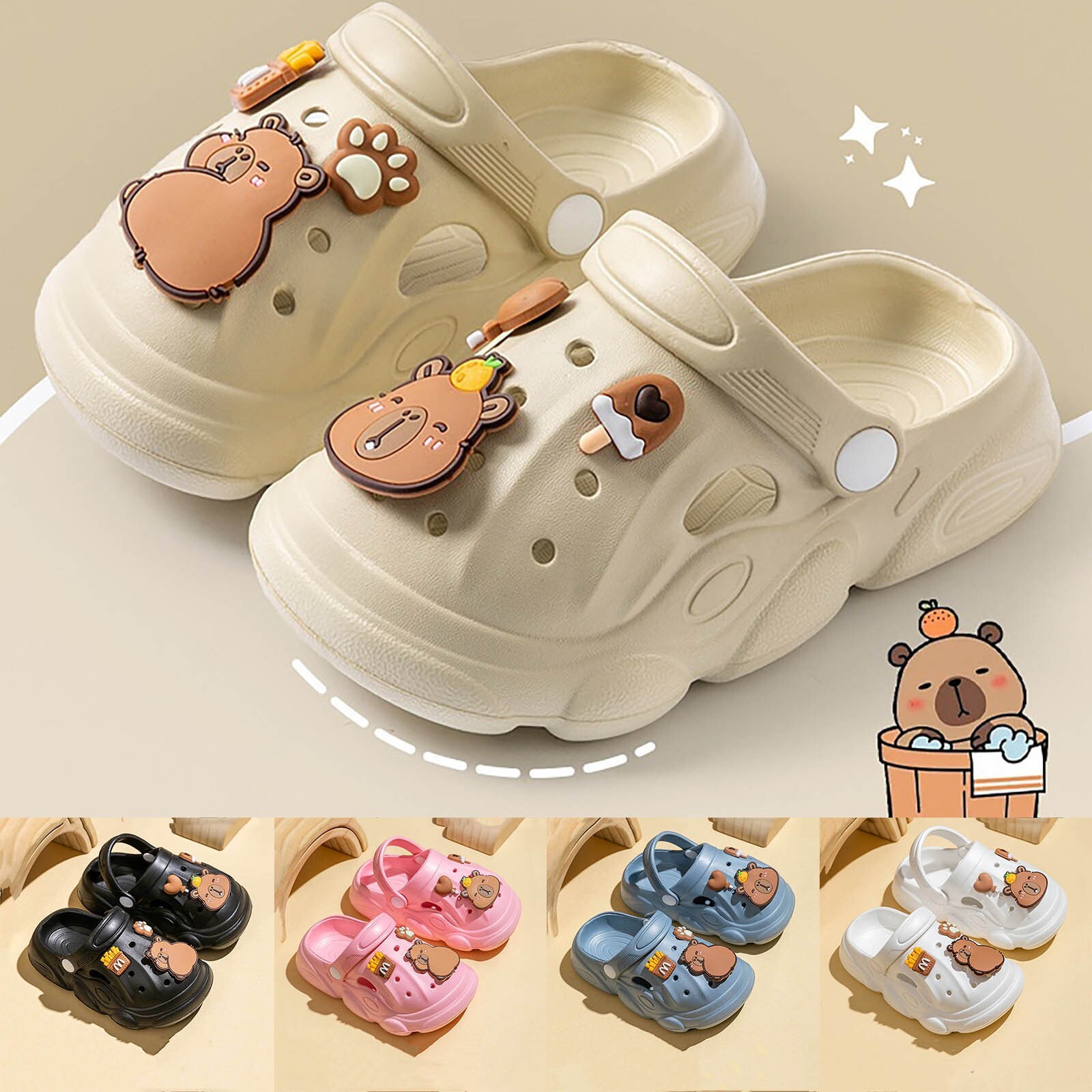 SAOLA Pantofole estive per bambini stile Kapybara tema suola più spessa più comode H