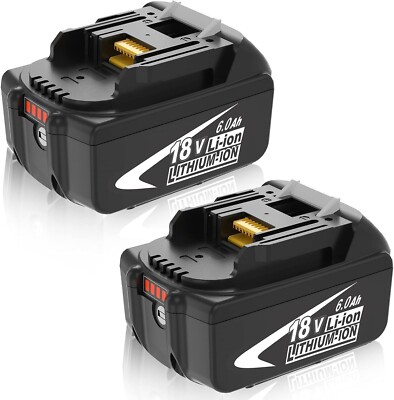 2-Pack 6.0Ah BL1860B BL1860 Replacement for 18V Battery Lithium-ion (Black)