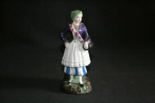 Broche Ancienne En Porcelaine De Limoges - Scène Galante Ronde - Laiton - Vintage