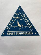 Vintage HOTEL MOSOR Decal Split, Jugoslavija