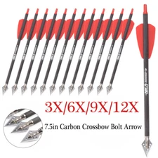 7.5" Crossbow Bolts 6.2mm Carbon Arrows 100Gr Point Tip for Cobra R9 Bow Hunting