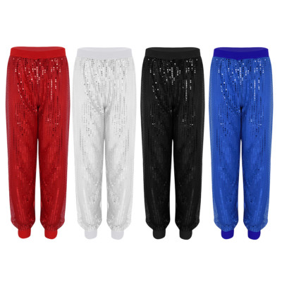 S-4XL Summer Women High Waist Sequin Harem Pants Jogger Dance Trousers Bottoms