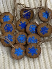 Handmade Wooden Circle Snowflakes Ornaments Set of 12