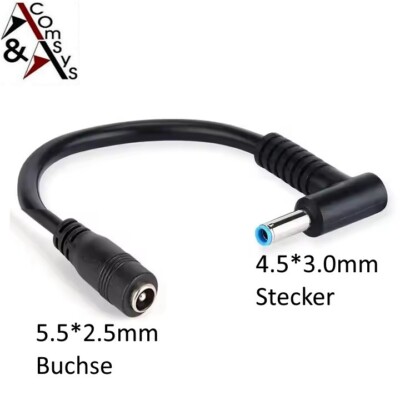 Netzteil Stecker Adapter 5.5x2.5mm Buchse zu DC 4.5x3.0 HP Winkel Stecker Laptop