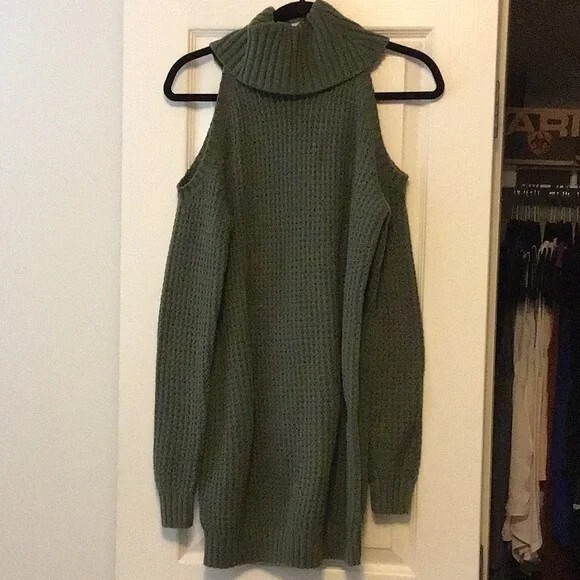 ribbed sweater dress hollister Women's Babydoll Sweater Mini Dress in Light Lilac Size S from Hollister