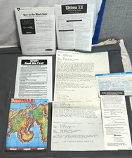 Vtg PC Game Ultima VII THE BLACK GATE Lot CLOTH MAP C-CODES Sheet PRODIGY 1992
