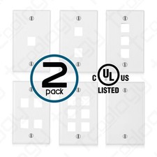  UL Listed Wall Plate for Cat5e Cat6 Cat7 Keystone RJ45 Jack White- 2 Pack lot