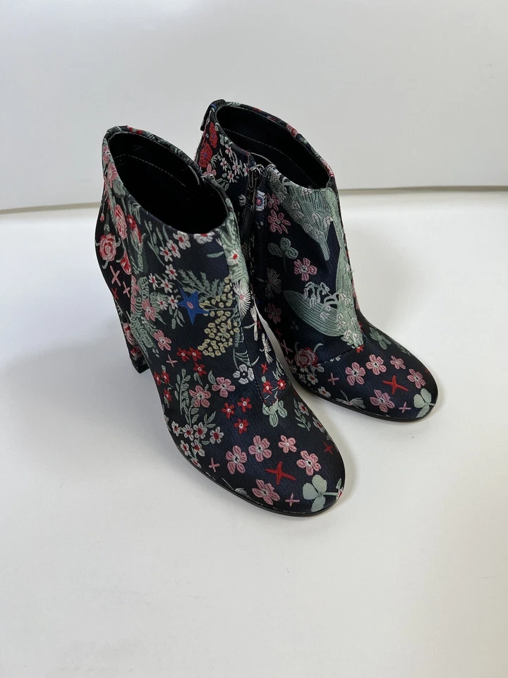 Botines Sam Edelman florales bordados tacón bloque cremallera talla 6,5 Foto 3 de 4