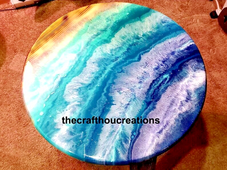 Ocean Epoxy Resin Table Top, Coffee Epoxy Side Table Top, Home Patio Top Table