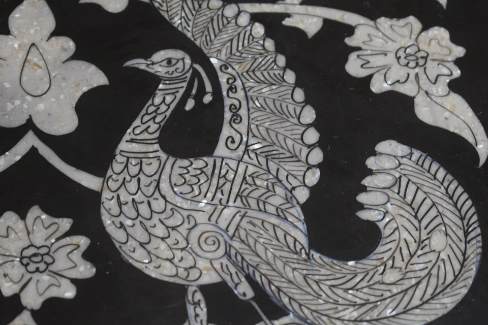 Handmade Octagonal 16" Wide Side Coffee Table, Persian Mother of Pearl Inlay - Image 4 of 4