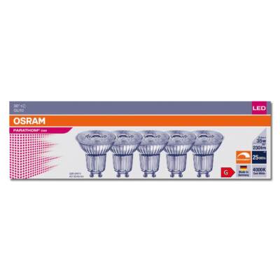 Osram Parathom PAR16 Leuchtmittel mit GU10-Fassung | 5er-Set | Dimmbar | 4000 K