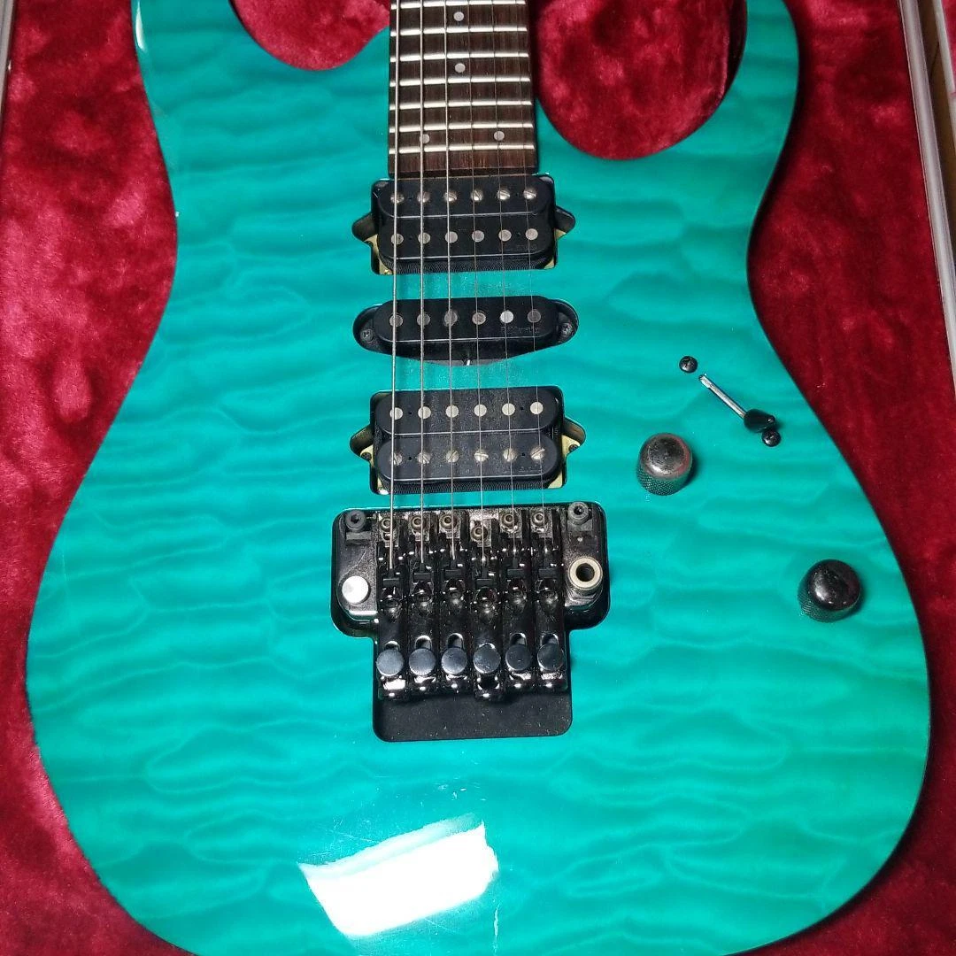 Used Ibanez Prestige RG2770QZA Electric Guitar Emerald Green With Case