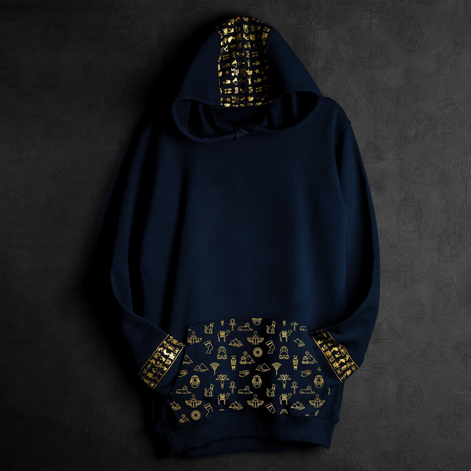EGYPTIAN MELTON PRINTED COTTON HOODIE