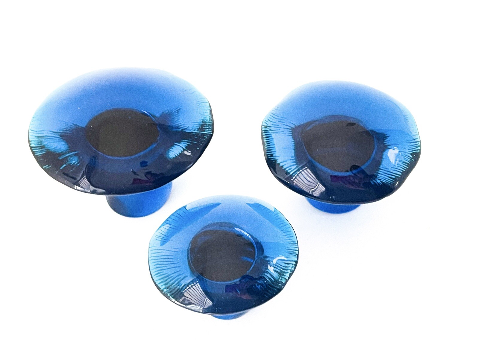 MCM SET Viking Glass Blunique/Blue Mushrooms Small Medium Large AS IS