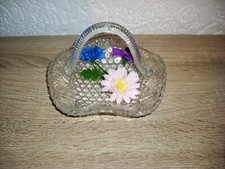 💖 Vintage Pressglas Bonboniere Glas Korb Schale Körbchen Snackschale