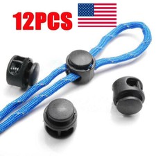 12Pcs Black Paracord Cord Lock Clamp 2 Hole Toggle Clip Stopper Accessories USA