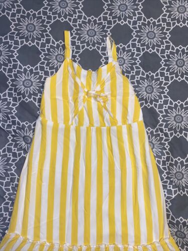 Girls Dress SO Yellow Striped Knot Front Midi Halter Beach Sundress-size 10/12 - Picture 3 of 7