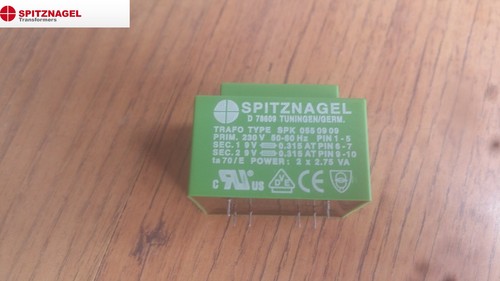 Spitznagel Netz Netztrafo SPK 055 09 09 Out 9V x 2 Input 230V 5,5VA