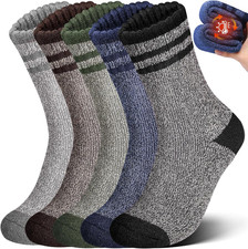 5 Pairs Wool Socks Mens, Winter Thick Merino Warm Hiking Socks,Soft Casual Therm