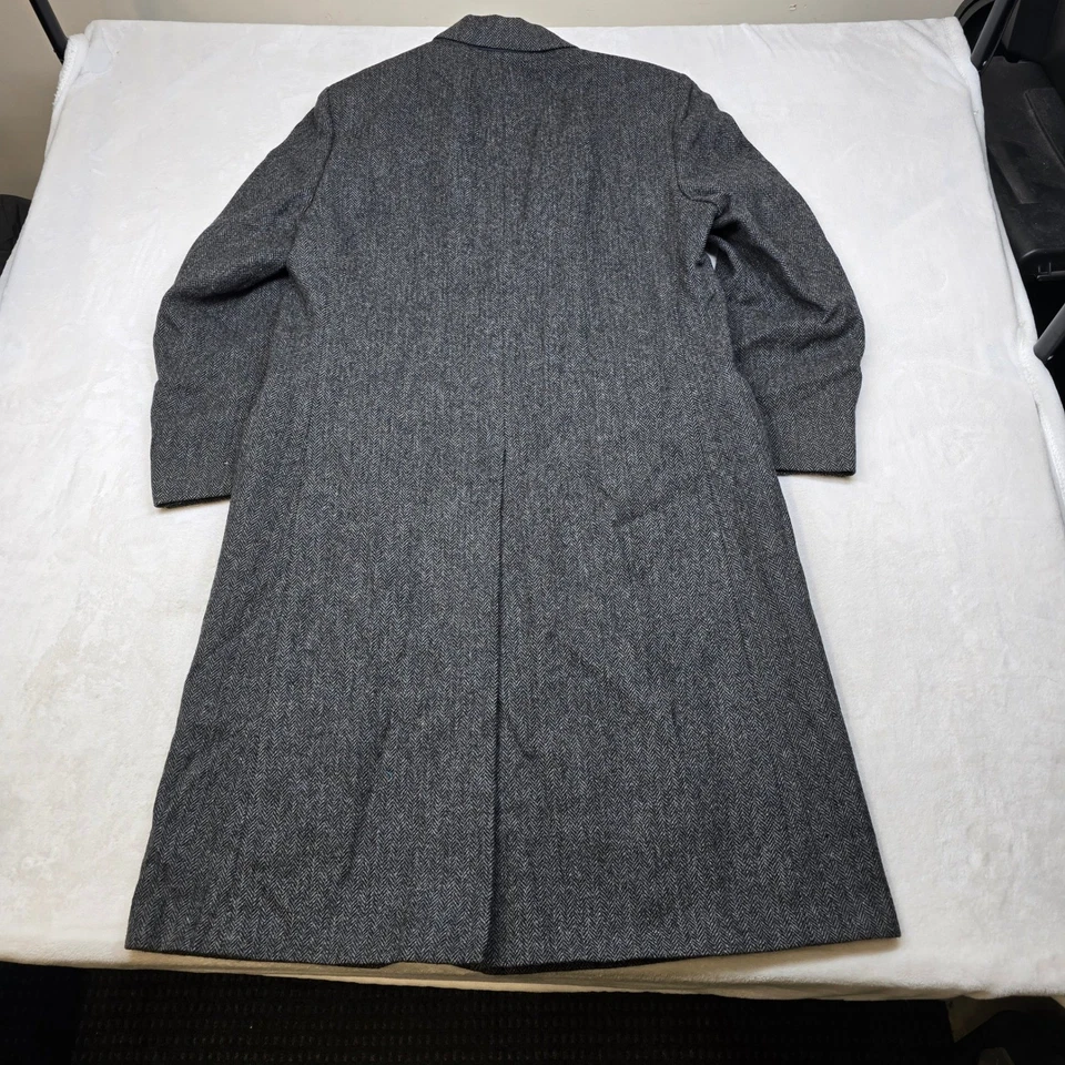 Abrigo Hart Schaffner & Marx Para Hombre Grande Gris Espiga Lana Pura De Colección Foto 3 de 4