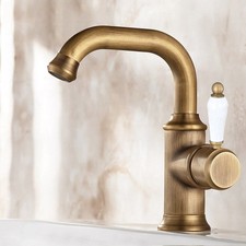 Antique Brass Bathroom Kitchen Bar Vessel Sink Swivel Faucet Mixer Tap ssf940