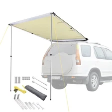 4.6x6.6' Car Side Awning Rooftop Tent Sun Shade SUV Outdoor Camping Travel Beige