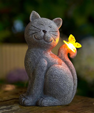 Katzen Figuren Mit Solar Schmetterling Deko Wohnzimmer Gartendeko Für Draußen: L