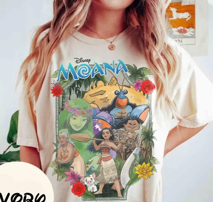 Moana Floral Shirt, Moana Princess Maui Pua HeiHei Tee