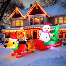 Weihnachten Dekoration aufblasbare Schneemann mit Hunde Außen LED-Lichter 310cm