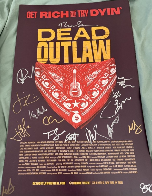 Dead Outlaw Full Company Cast Signed Broadway Musical Poster Window Card
