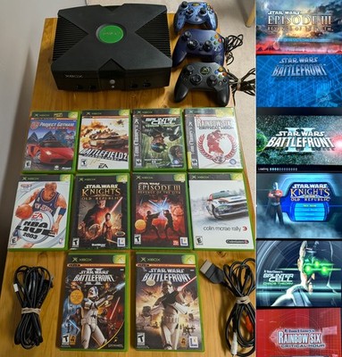 Xbox Original Console Bundle Lot: Star Wars, Rainbow Six, 3 controllers 10 games