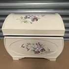 Ship Chest Trunk Storage Box Wooden Hand painted Floral Design Cream Stunning