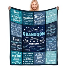 Grandson Gifts from Grandma  Grandpa, Birthday Gifts to My Grandson Soft Fla...