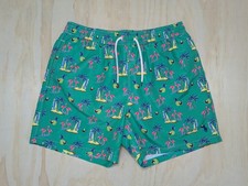 Polo Ralph Lauren Men's XL Swim Trunks Green Hawaiian Beach AOP Flamingo Surf
