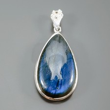 Jewelry 22ct+ Natural Labradorite Pendant 925 Sterling Silver  /NP49423