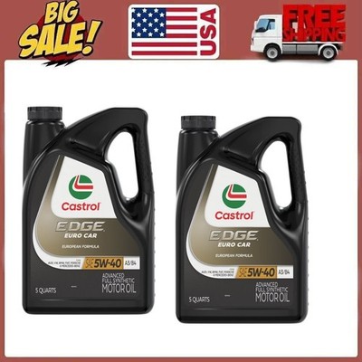 2 pack Castrol EDGE Euro 5W-40 A3/B4 Advanced Full Synthetic Motor Oil, 5 Quarts