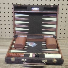 Travel Briefcase Backgammon Game Espresso Velvet 10" Set Complete Scorekeeper
