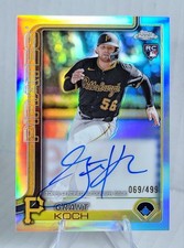 2025 Topps Chrome Grant Koch Rookie RC On Card Auto Rainbow Refractor /499 Card. rookie card picture