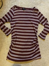 New Look Maternity T Shirt Top Vgc Ribbed Burgundy Size 10